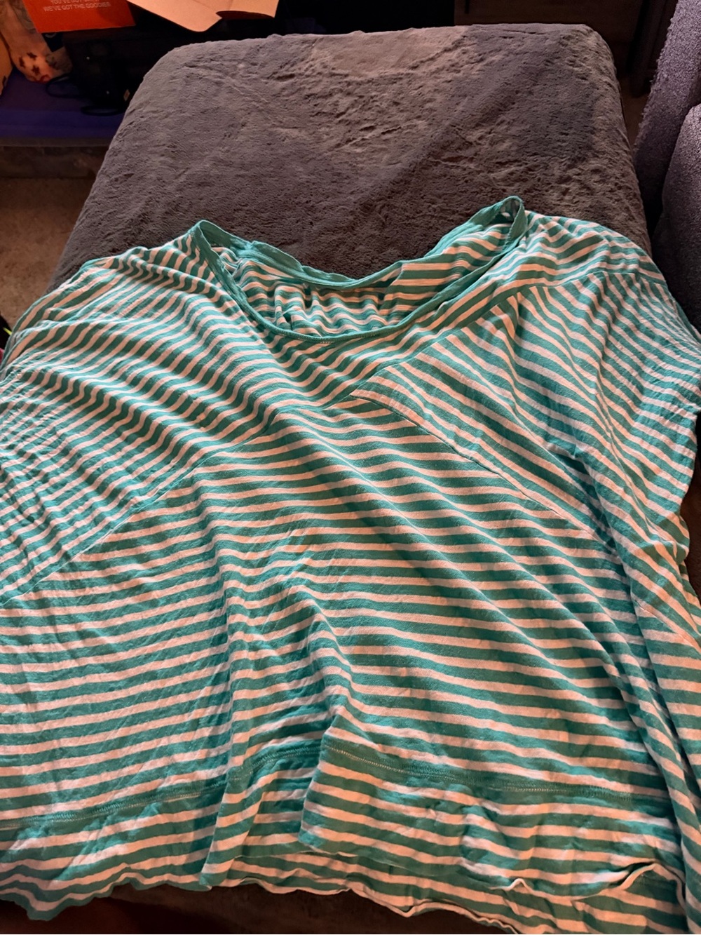 Lane Bryant Teal and White Striped Short Sleeve Tee